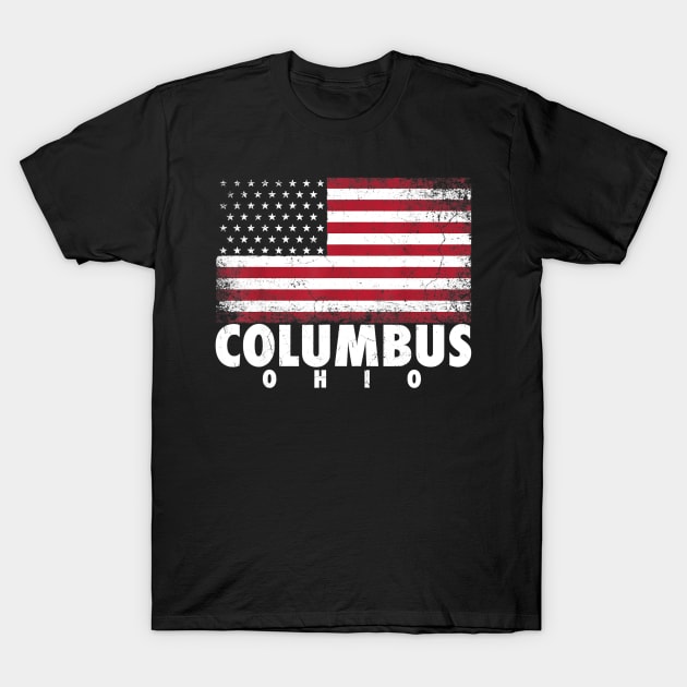4th of July Gift For Men Women Columbus Ohio American Flag T-Shirt by Haley Tokey